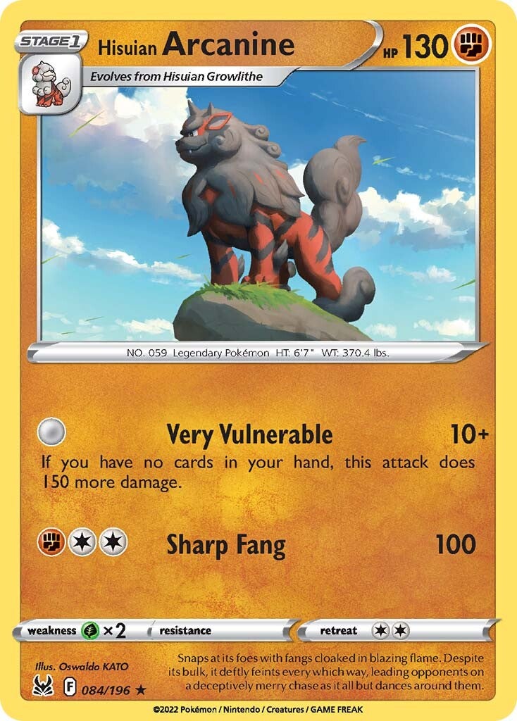 Hisuian Arcanine (084/196) (Theme Deck Exclusive) [Sword & Shield: Lost Origin] | Anubis Games and Hobby