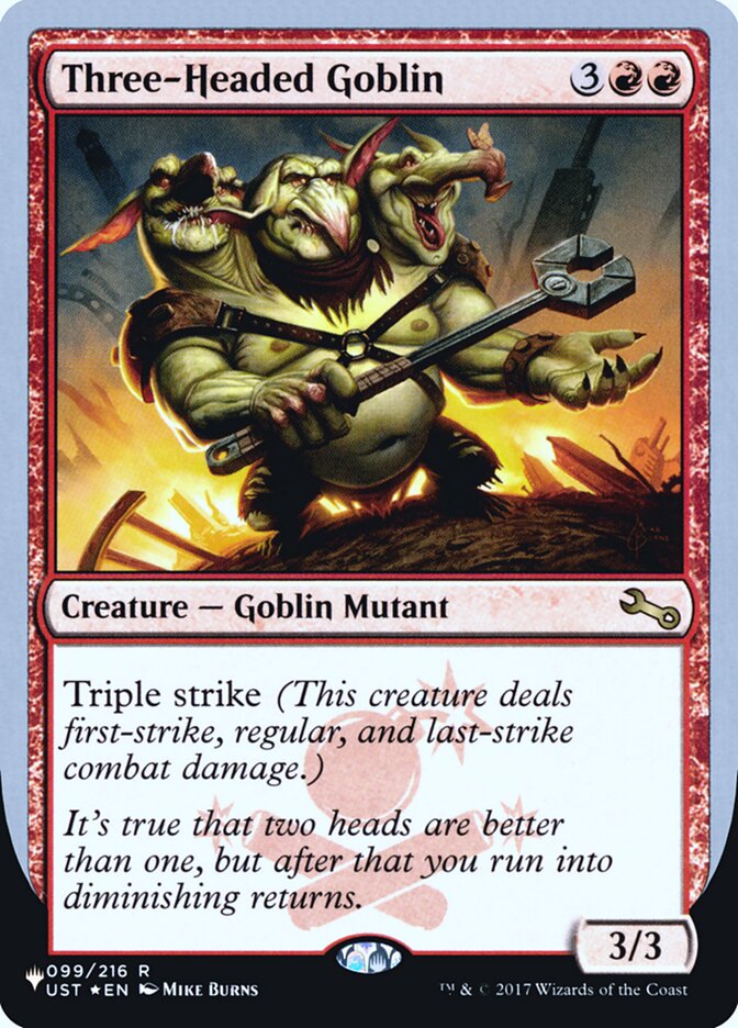 Three-Headed Goblin (Unfinity Foil Edition) [The List] | Anubis Games and Hobby