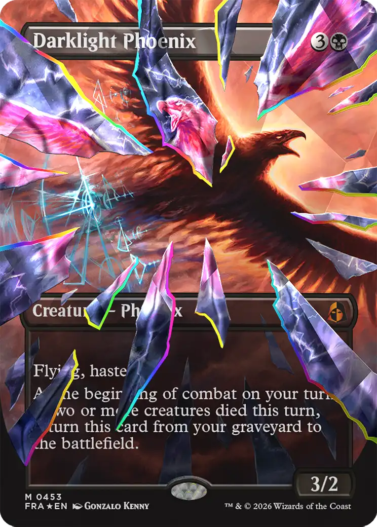 Darklight Phoenix (Borderless) (Facet Foil) (0453) [Reality Fracture] | Anubis Games and Hobby