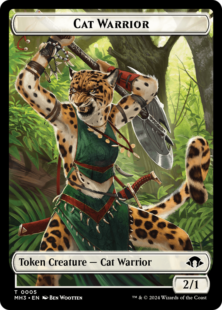 Cat Warrior // Energy Reserve Double-Sided Token [Modern Horizons 3 Tokens] | Anubis Games and Hobby