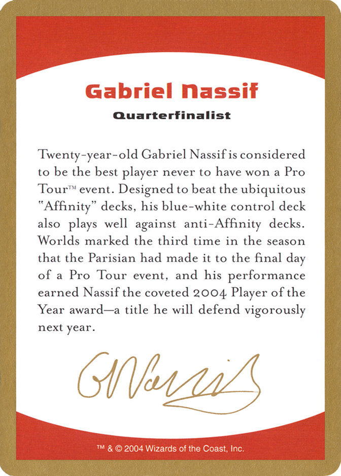 Gabriel Nassif Bio [World Championship Decks 2004] | Anubis Games and Hobby