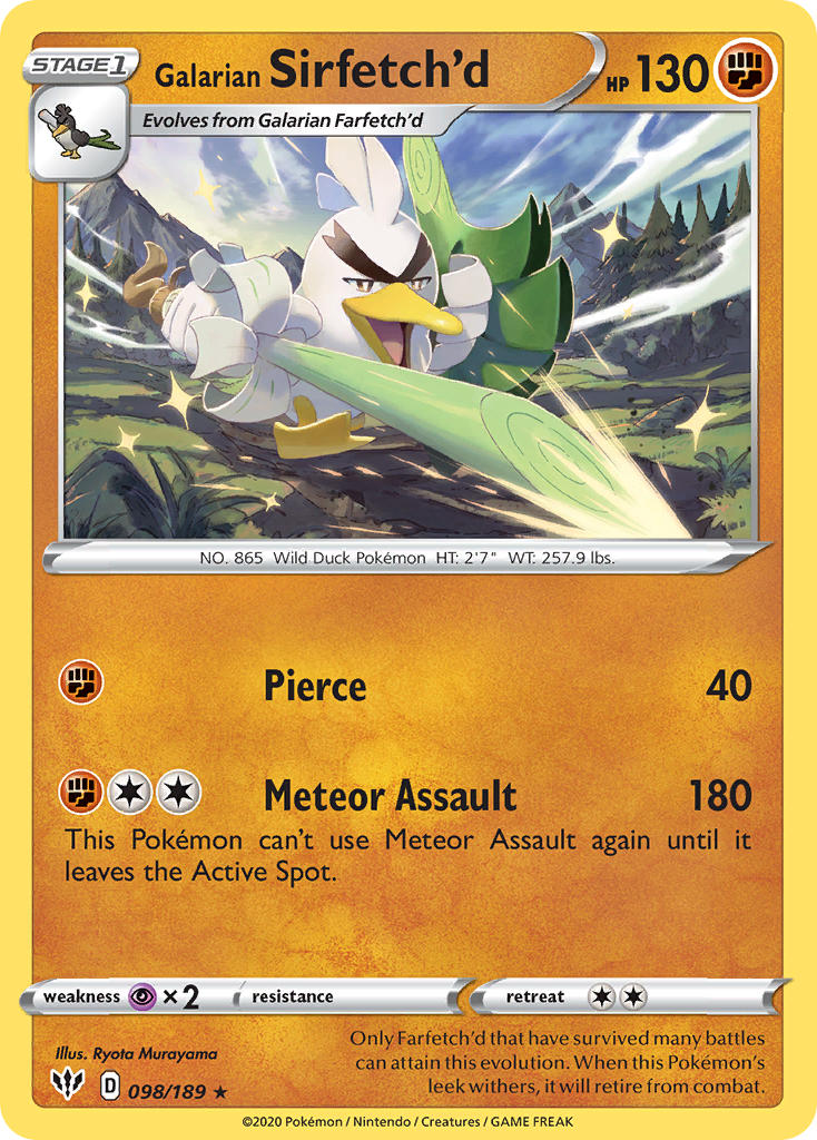Galarian Sirfetch'd (098/189) (Cracked Ice holo) (Theme Deck Exclusive) [Sword & Shield: Darkness Ablaze] | Anubis Games and Hobby