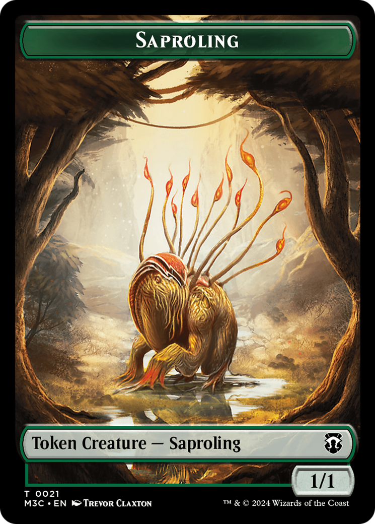 Tarmogoyf (Ripple Foil) // Saproling Double-Sided Token [Modern Horizons 3 Commander Tokens] | Anubis Games and Hobby