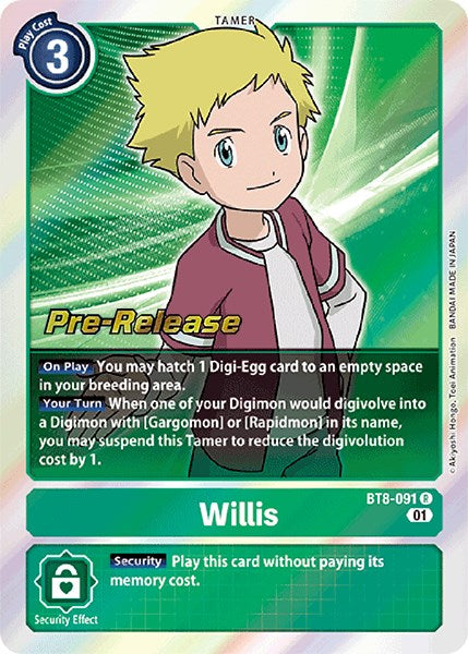 Willis [BT8-091] [New Awakening Pre-Release Cards] | Anubis Games and Hobby