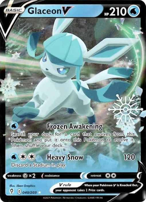 Glaceon V (040/203) (Holiday Calendar) [Sword & Shield: Evolving Skies] | Anubis Games and Hobby