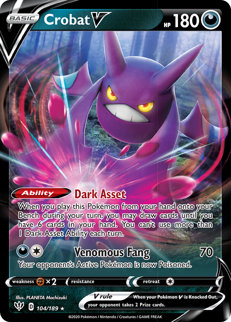 Crobat V (104/189) [Sword & Shield: Darkness Ablaze] | Anubis Games and Hobby