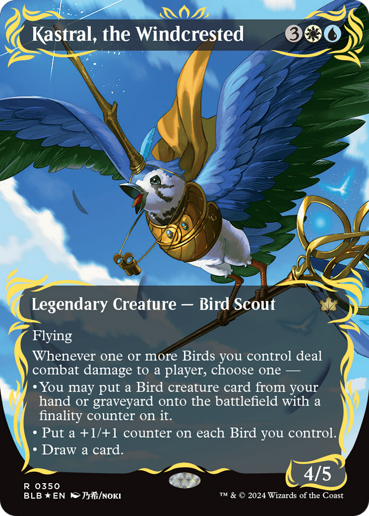Kastral, the Windcrested (Borderless) (Raised Foil) [Bloomburrow] | Anubis Games and Hobby
