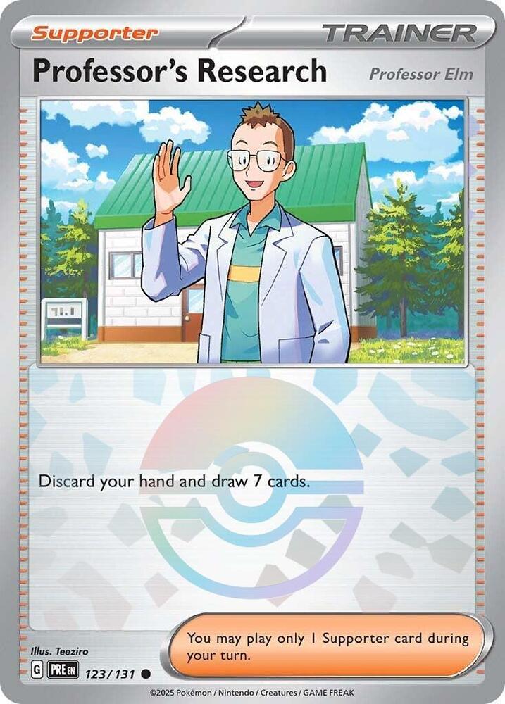 Professor's Research (123/131) [Professor Elm] (Poke Ball Pattern) [Scarlet & Violet: Prismatic Evolutions] | Anubis Games and Hobby