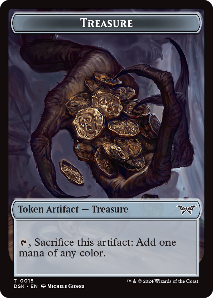 Treasure // Manifest Double-Sided Token [Duskmourn: House of Horror Tokens] | Anubis Games and Hobby