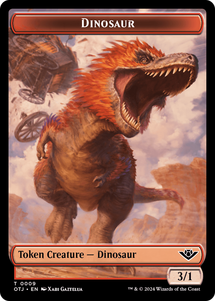 Treasure // Dinosaur Double-Sided Token [Outlaws of Thunder Junction Tokens] | Anubis Games and Hobby