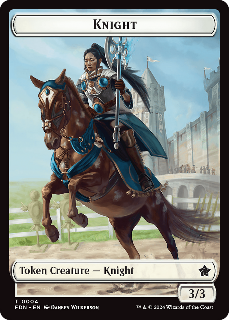 Human // Knight Double-Sided Token [Foundations Tokens] | Anubis Games and Hobby