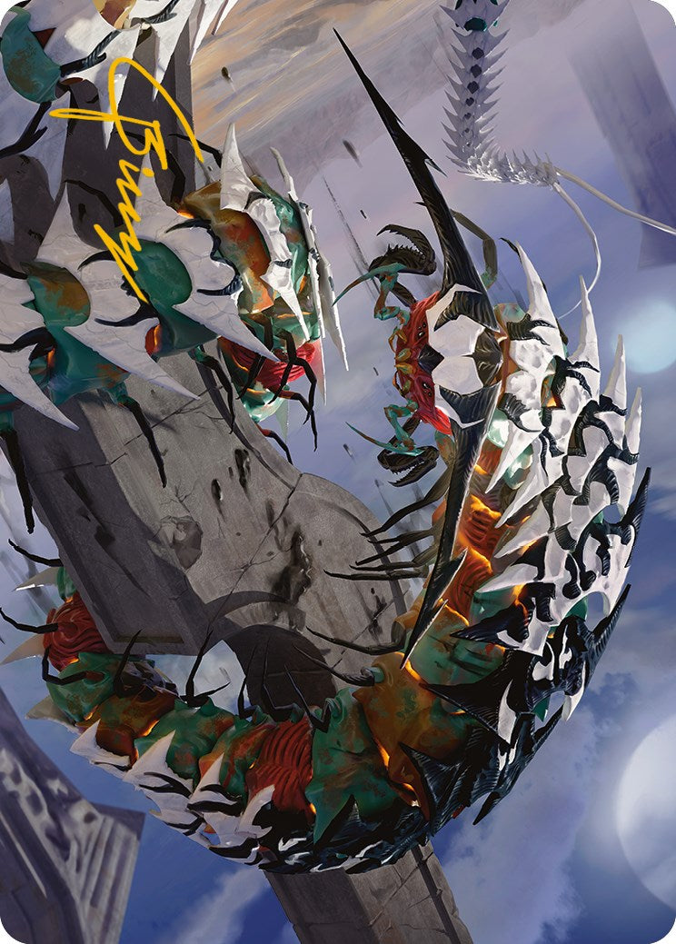Atraxa's Skitterfang Art Card (Gold-Stamped Signature) [Phyrexia: All Will Be One Art Series] | Anubis Games and Hobby