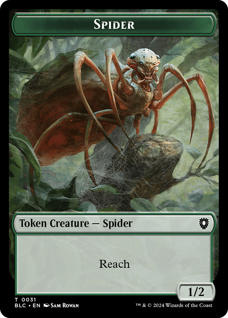 Spider // Blood Double-Sided Token [Bloomburrow Commander Tokens] | Anubis Games and Hobby