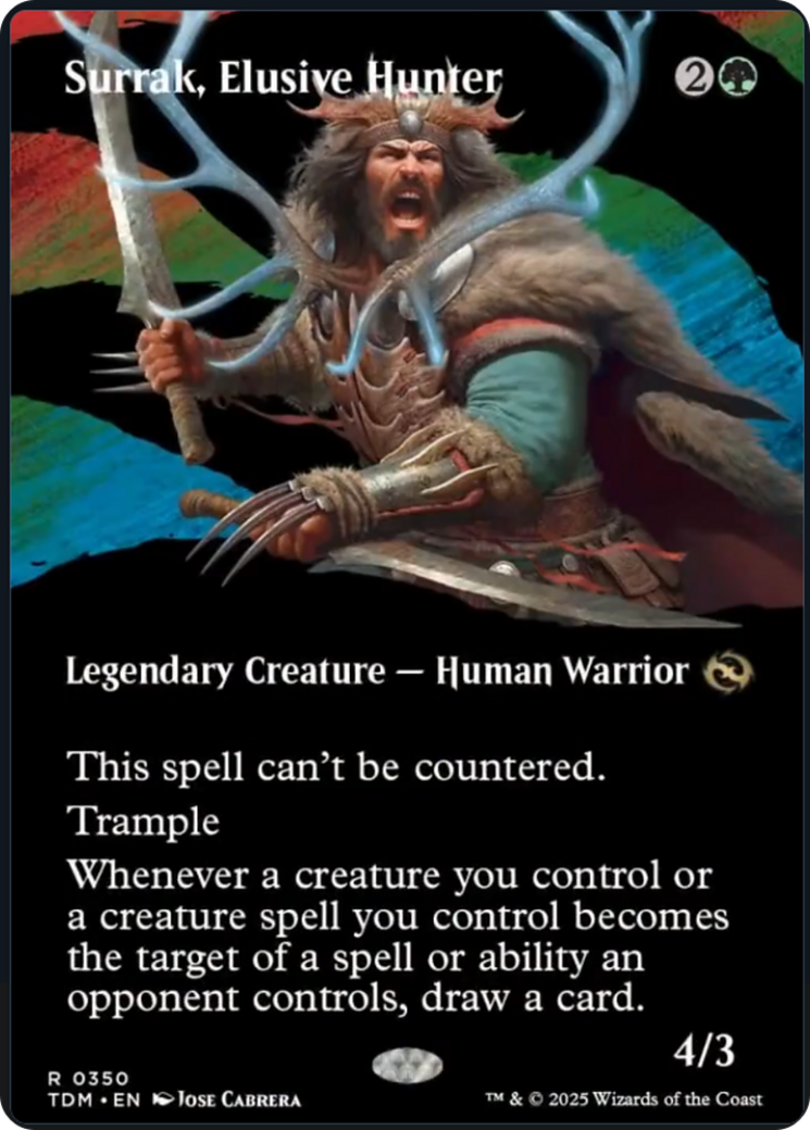 Surrak, Elusive Hunter (Borderless) [Tarkir: Dragonstorm] | Anubis Games and Hobby