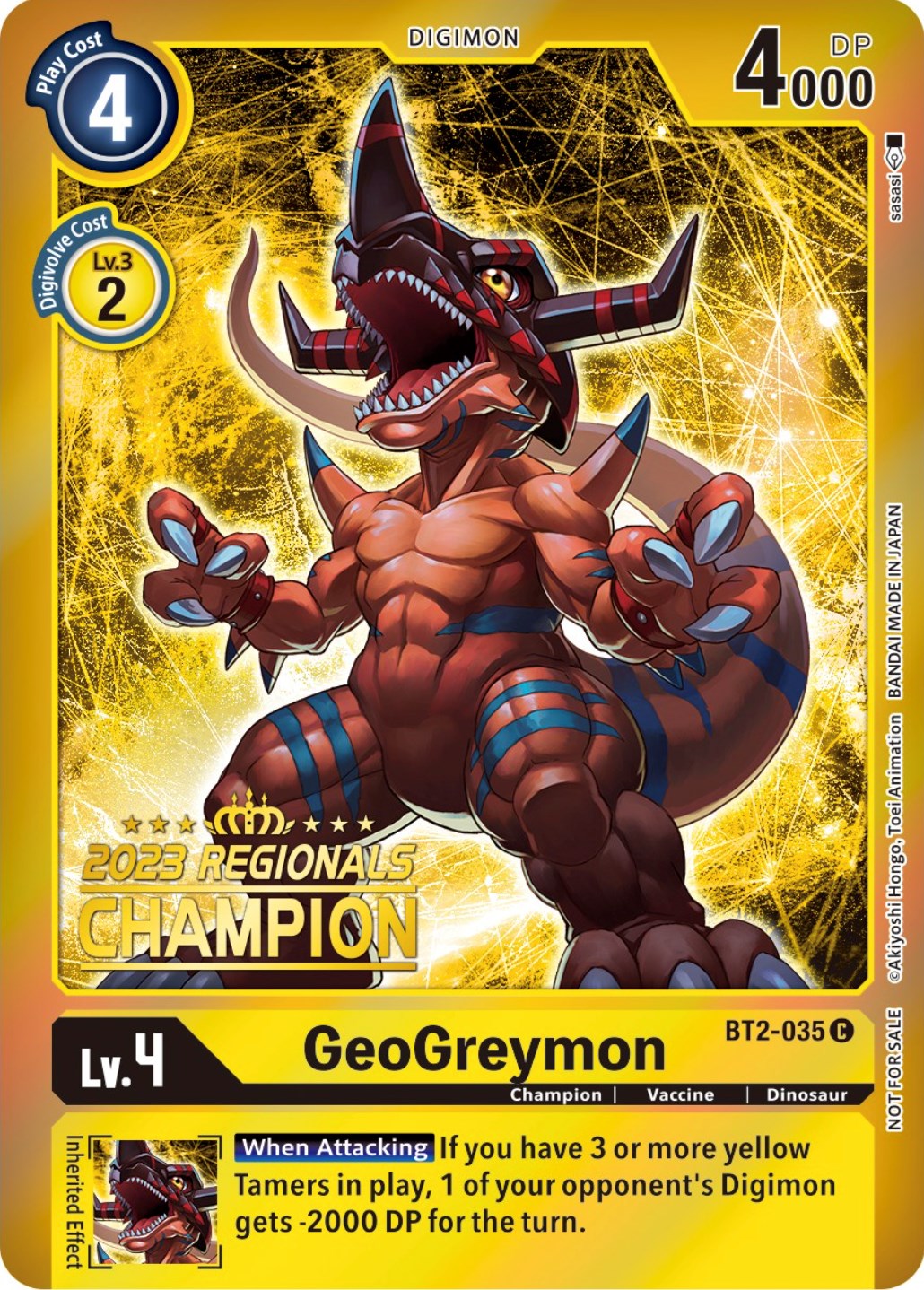 GeoGreymon [BT2-035] (2023 Regionals Champion) [Release Special Booster Promos] | Anubis Games and Hobby