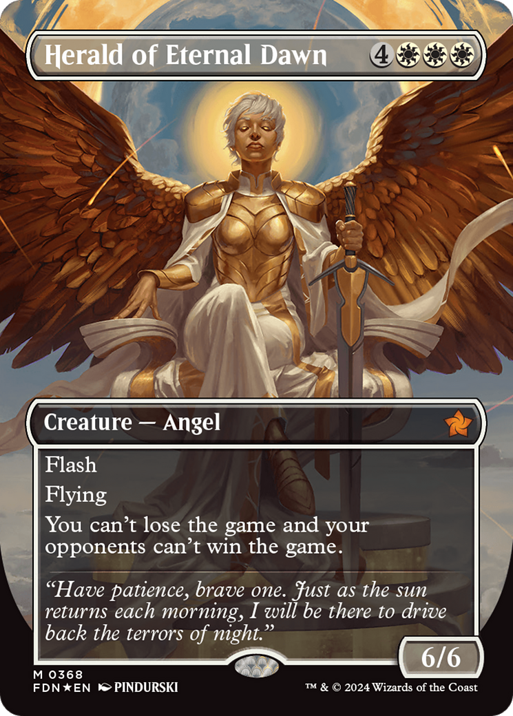 Herald of Eternal Dawn (Borderless) (Mana Foil) [Foundations] | Anubis Games and Hobby