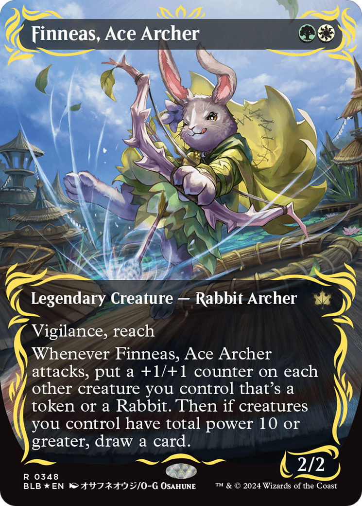 Finneas, Ace Archer (Borderless) (Raised Foil) [Bloomburrow] | Anubis Games and Hobby