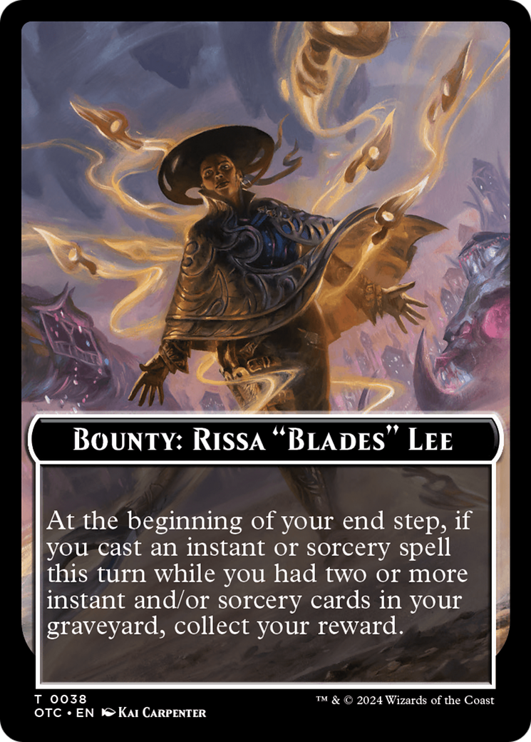 Bounty: Rissa "Blades" Lee // Bounty Rules Double-Sided Token [Outlaws of Thunder Junction Commander Tokens] | Anubis Games and Hobby