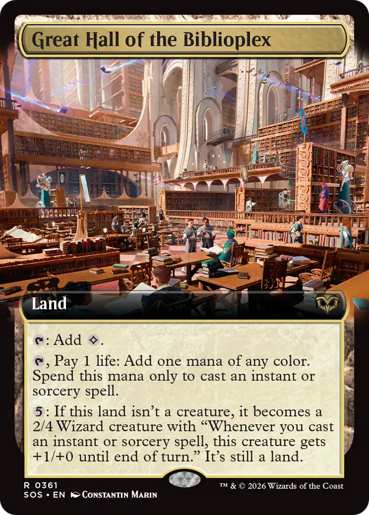 Great Hall of the Biblioplex (Extended Art) [Secrets of Strixhaven] | Anubis Games and Hobby