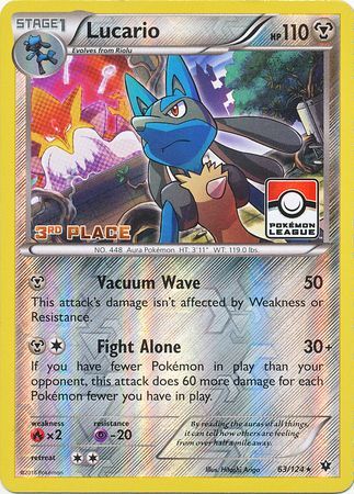 Lucario (63/124) (League Promo 3rd Place) [XY: Fates Collide] | Anubis Games and Hobby