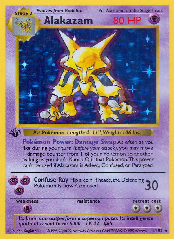 Alakazam (1/102) (Shadowless) [Base Set 1st Edition] | Anubis Games and Hobby