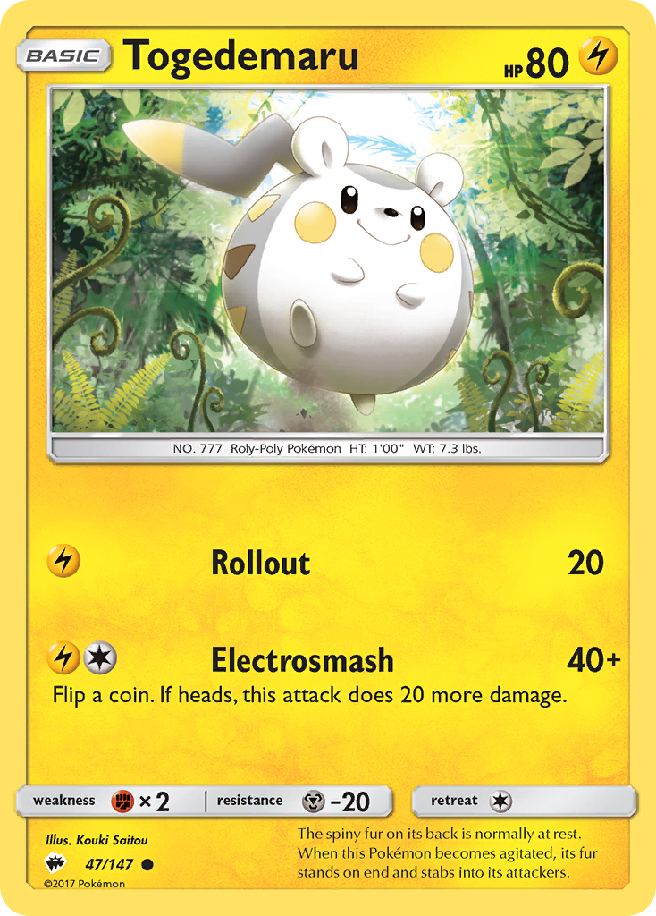 Togedemaru (47/147) [Sun & Moon: Burning Shadows] | Anubis Games and Hobby
