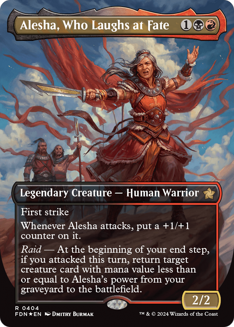 Alesha, Who Laughs at Fate (Borderless) (Mana Foil) [Foundations] | Anubis Games and Hobby