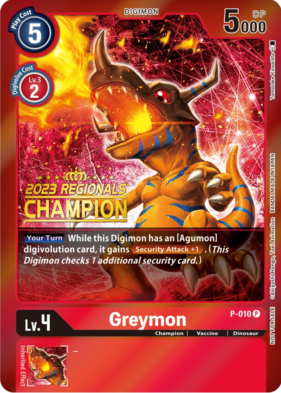 Greymon [P-010] (2023 Regionals Champion) [Promotional Cards] | Anubis Games and Hobby