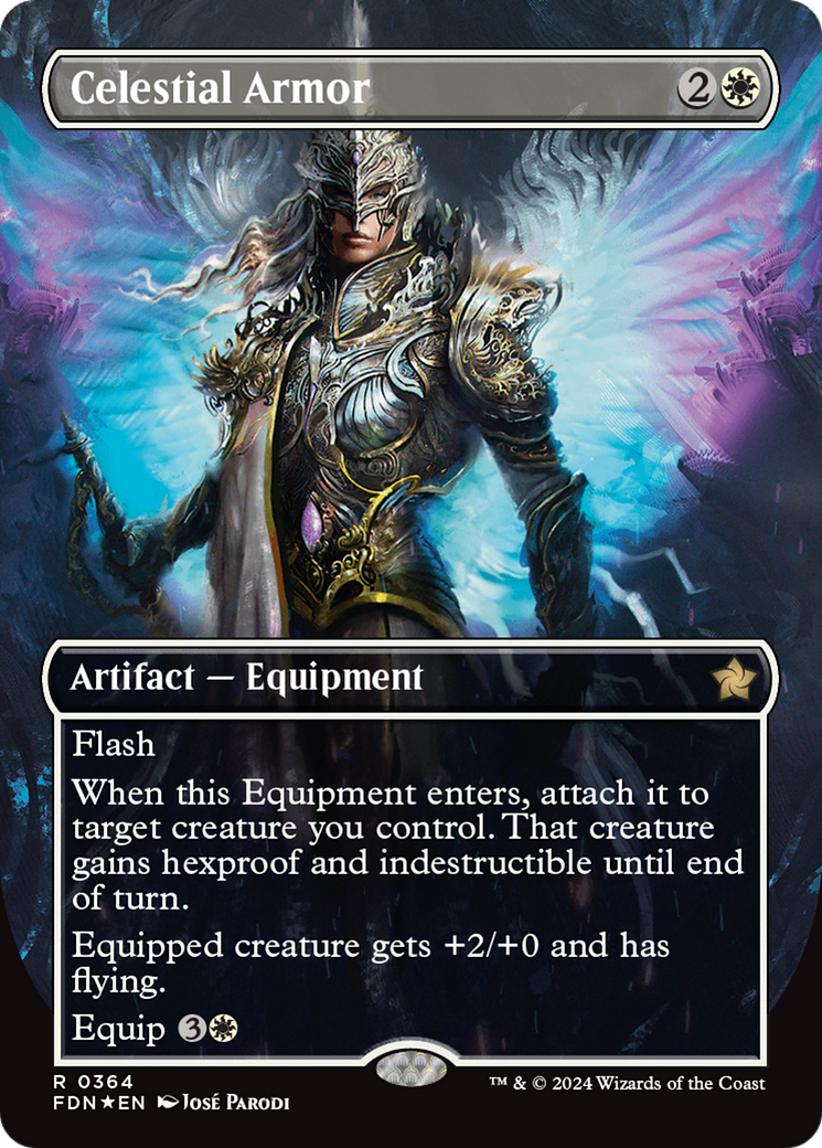 Celestial Armor (Borderless) (Mana Foil) [Foundations] | Anubis Games and Hobby