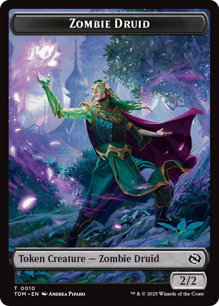 Treasure // Zombie Druid Double-Sided Token [Tarkir: Dragonstorm Tokens] | Anubis Games and Hobby