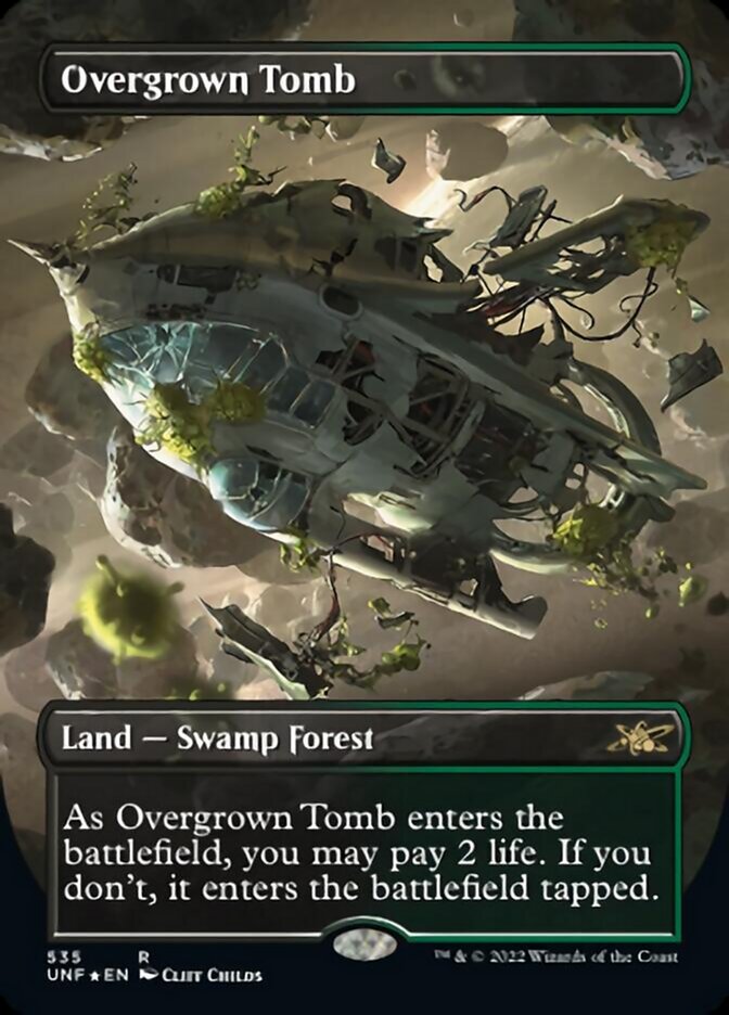 Overgrown Tomb (Borderless) (Galaxy Foil) [Unfinity] | Anubis Games and Hobby