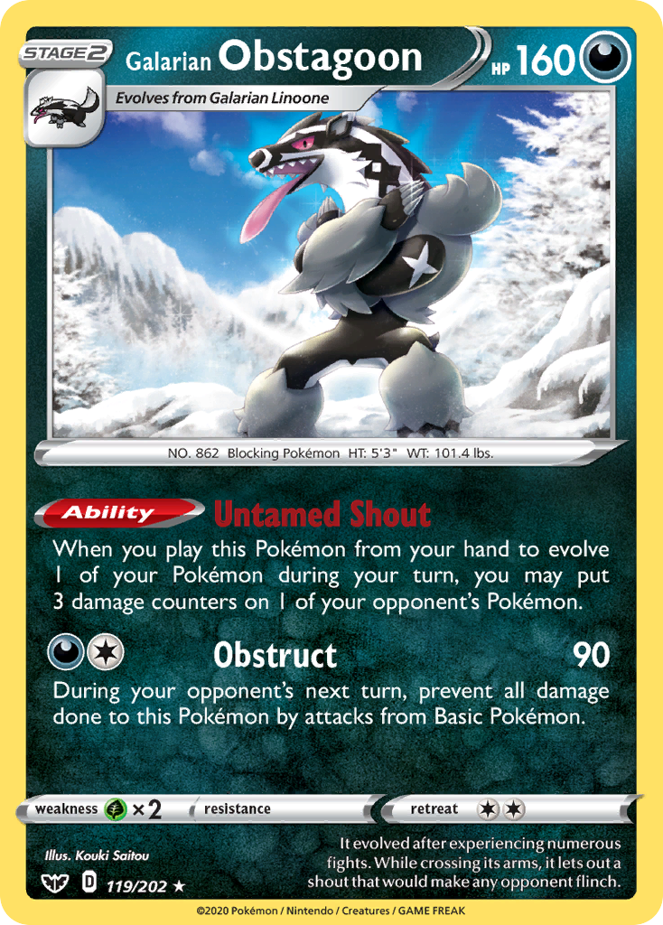 Galarian Obstagoon (119/202) [Sword & Shield: Base Set] | Anubis Games and Hobby