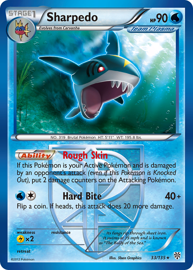 Sharpedo (33/135) [Black & White: Plasma Storm] | Anubis Games and Hobby