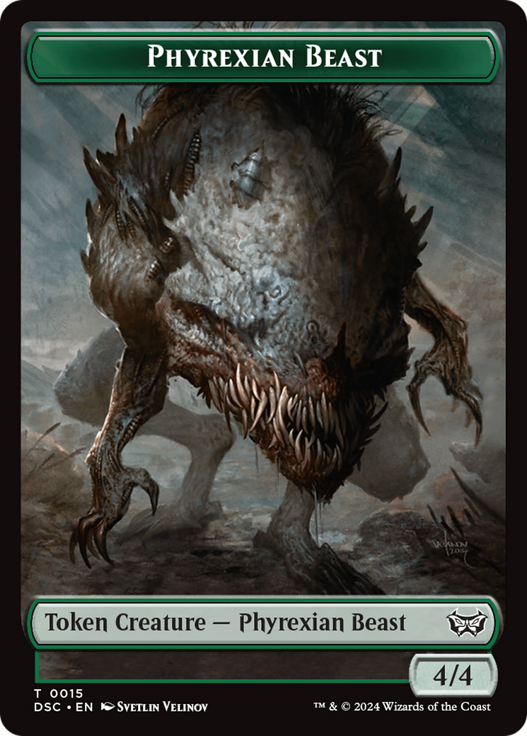 Phyrexian Beast //Manifest Double-Sided Token [Duskmourn: House of Horror Commander Tokens] | Anubis Games and Hobby