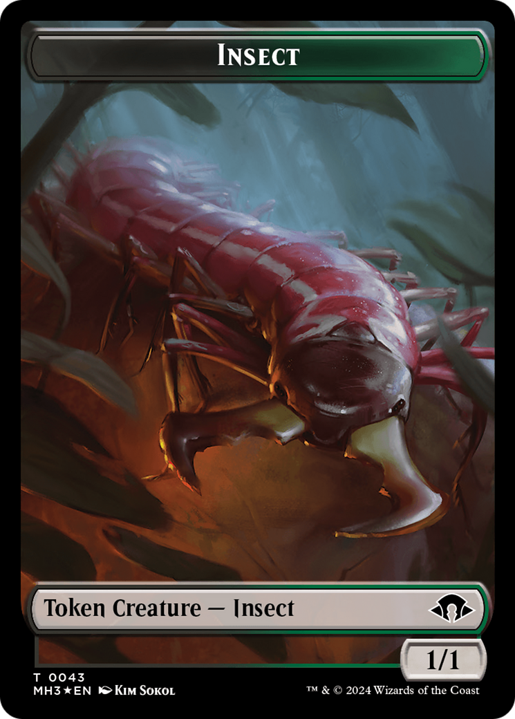 Insect (0043) (Ripple Foil) // Zombie Double-Sided Token [Modern Horizons 3 Tokens] | Anubis Games and Hobby