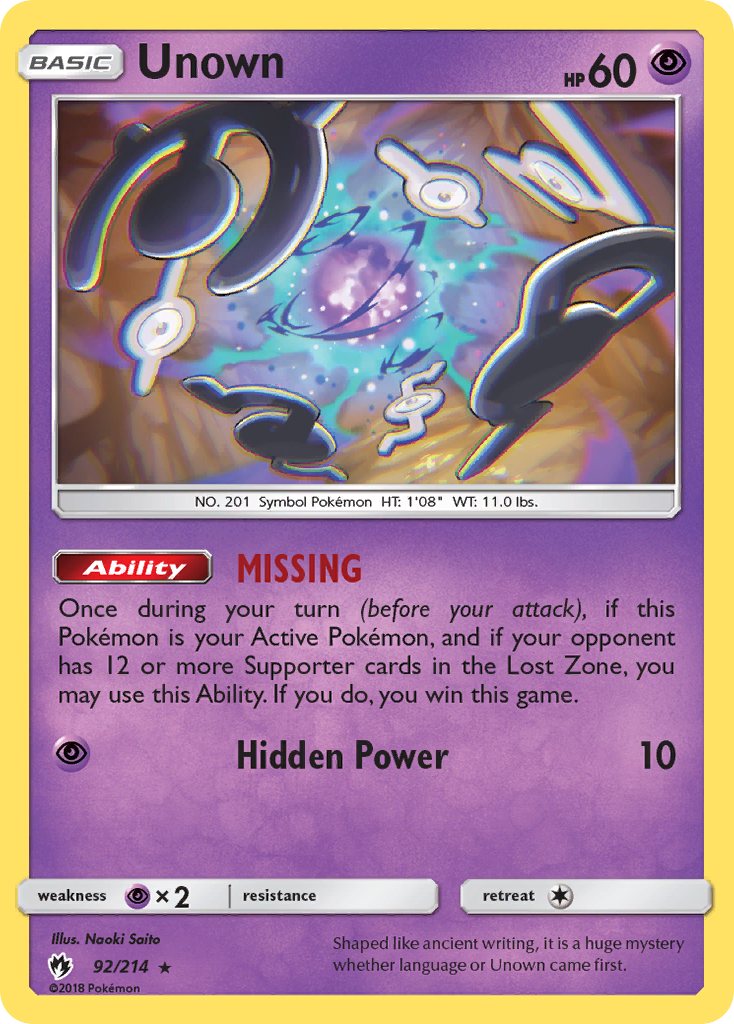 Unown (92/214) [Sun & Moon: Lost Thunder] | Anubis Games and Hobby