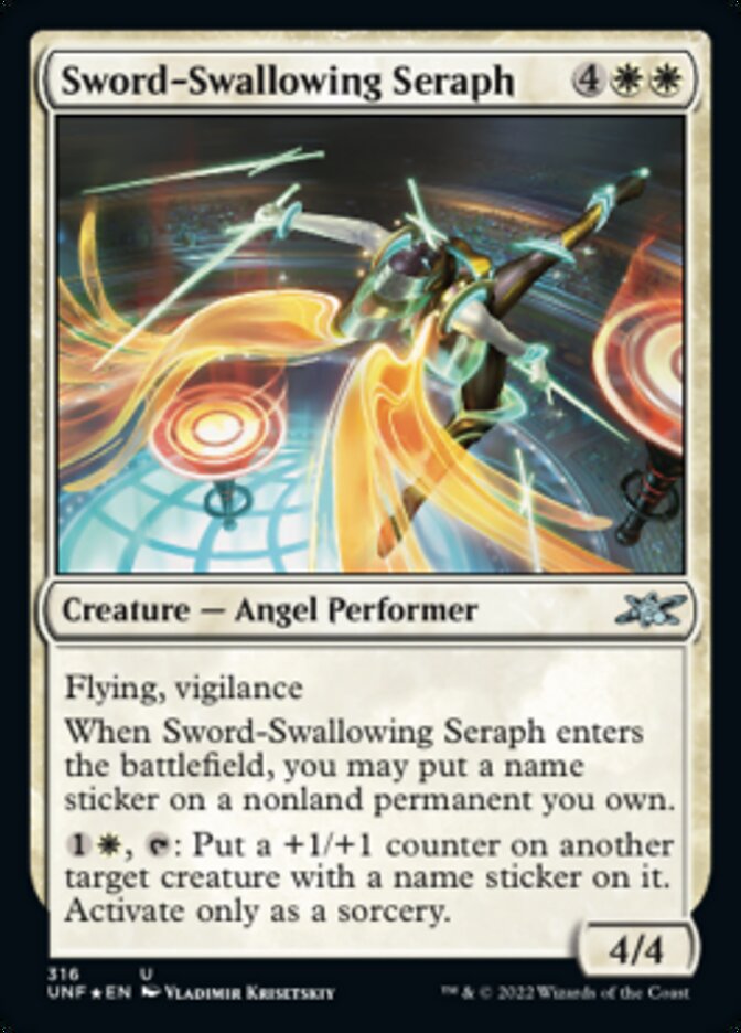Sword-Swallowing Seraph (Galaxy Foil) [Unfinity] | Anubis Games and Hobby