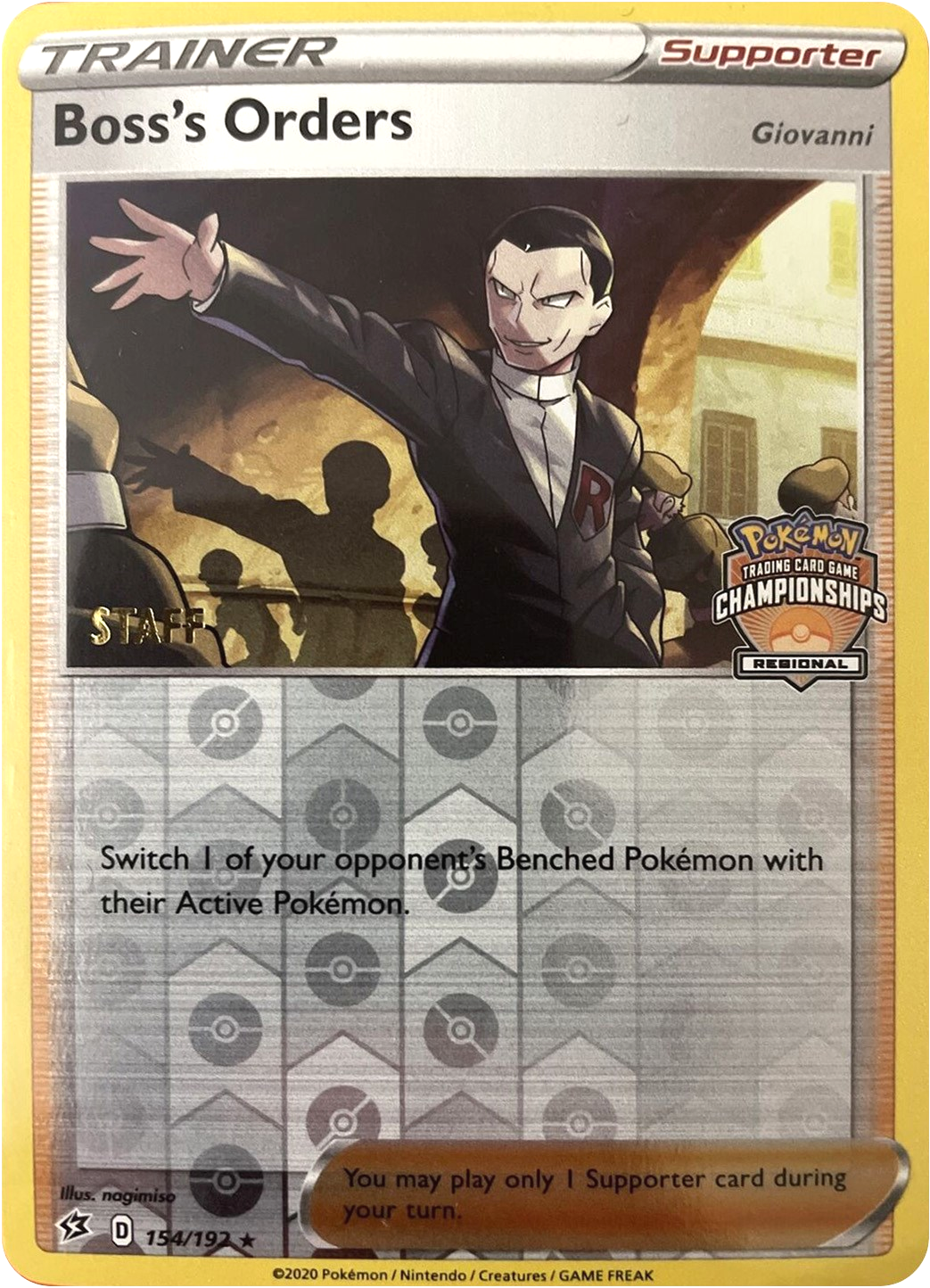 Boss's Orders (154/192) (Staff Regional Championships) [League & Championship Cards] | Anubis Games and Hobby