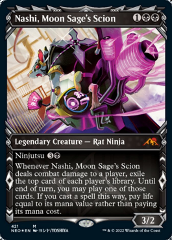 Nashi, Moon Sage's Scion (Showcase) (Foil Etched) [Kamigawa: Neon Dynasty] | Anubis Games and Hobby