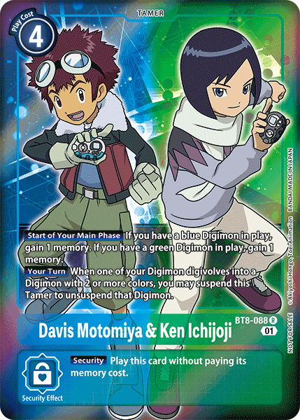 Davis Motomiya & Ken Ichijoji [BT8-088] (Alternative Art - Box Topper) [New Awakening] | Anubis Games and Hobby