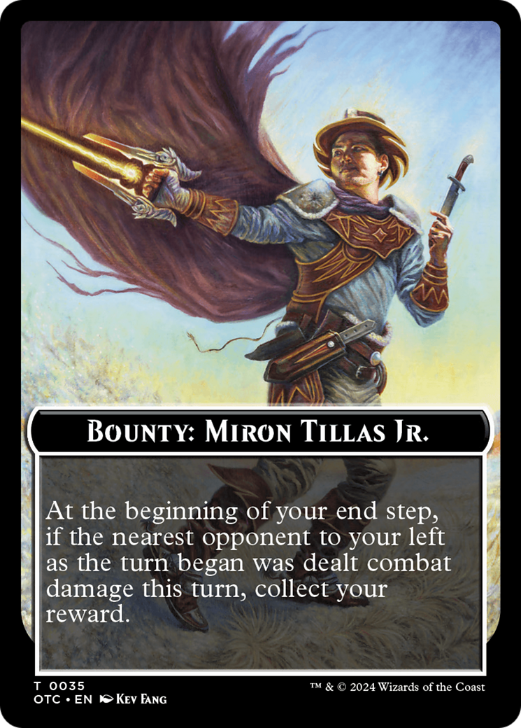 Bounty: Miron Tillas Jr. // Bounty Rules Double-Sided Token [Outlaws of Thunder Junction Commander Tokens] | Anubis Games and Hobby
