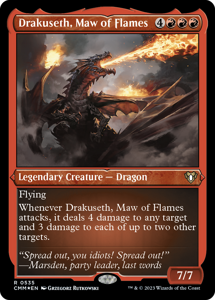 Drakuseth, Maw of Flames (Foil Etched) [Commander Masters] | Anubis Games and Hobby