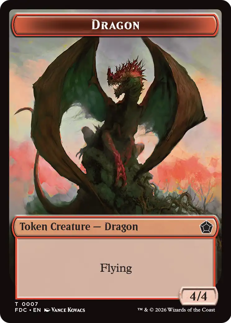 Dragon (0007) // Treasure Double-Sided Token [Foundations Commander Tokens] | Anubis Games and Hobby