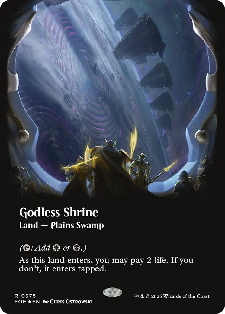 Godless Shrine (Borderless) (Galaxy Foil) [Edge of Eternities] | Anubis Games and Hobby