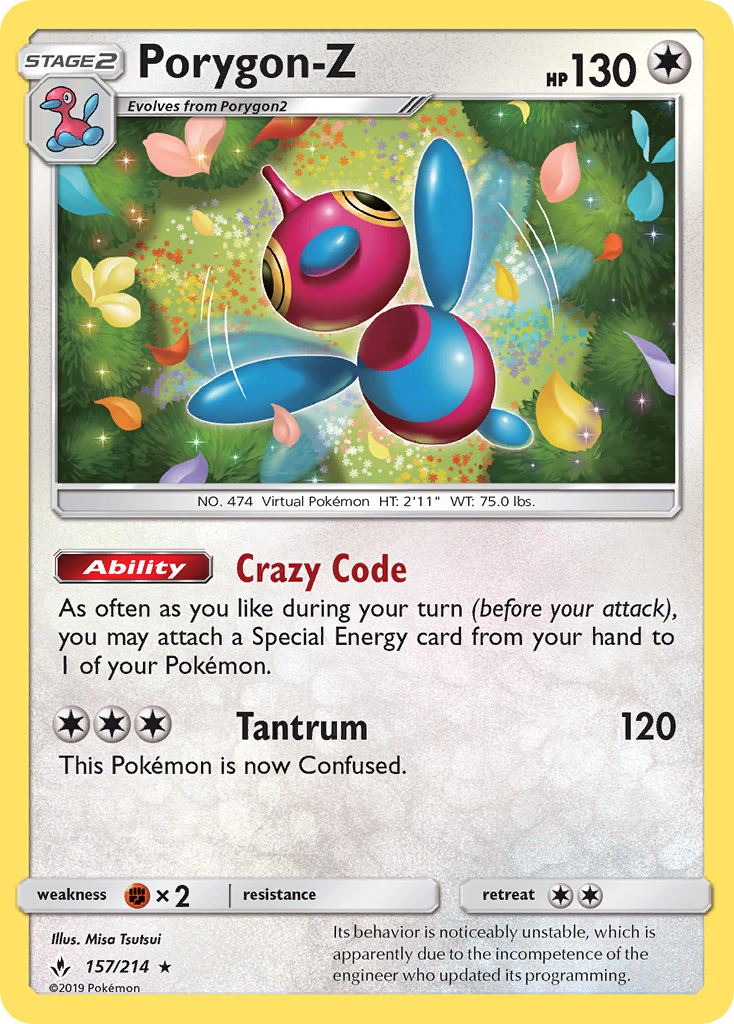 Porygon-Z (157/214) [Sun & Moon: Unbroken Bonds] | Anubis Games and Hobby