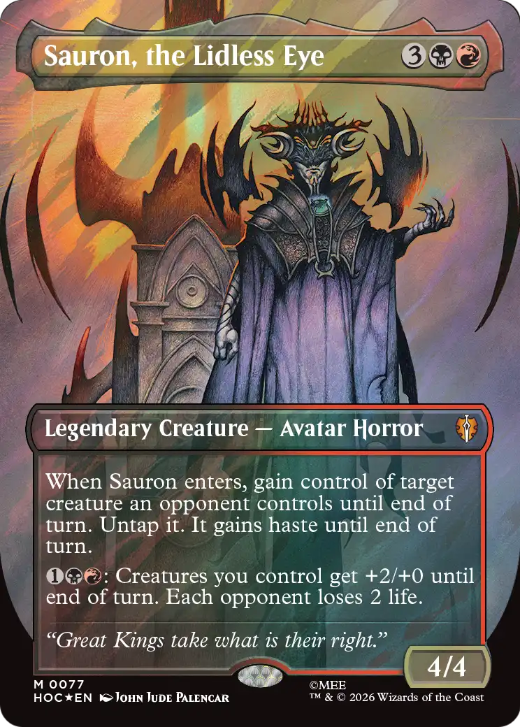 Sauron, the Lidless Eye (Borderless) (Surge Foil) [The Hobbit: Eternal-Legal] | Anubis Games and Hobby