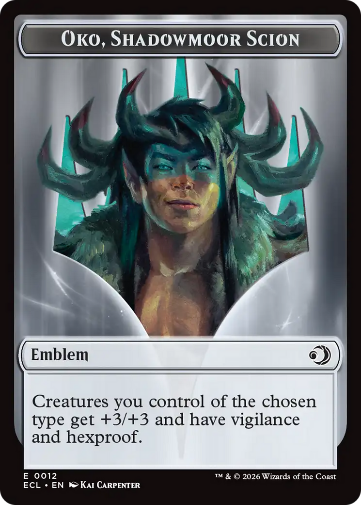 Elk // Emblem - Oko, Shadowmoor Scion Double-Sided Token [Lorwyn Eclipsed Tokens] | Anubis Games and Hobby