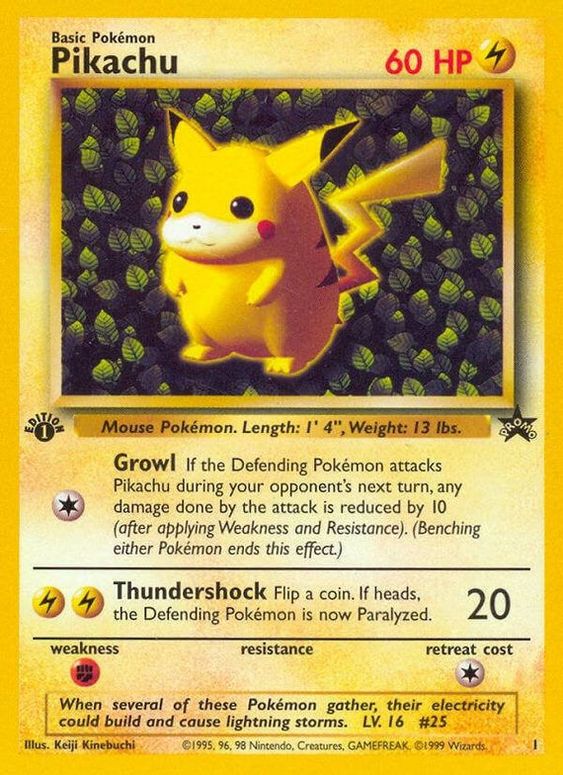Pikachu (1) (1st Edition Misprint Promo) [Wizards of the Coast: Black Star Promos] | Anubis Games and Hobby