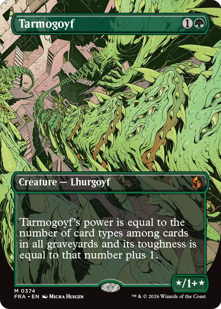 Tarmogoyf (Borderless) [Reality Fracture] | Anubis Games and Hobby