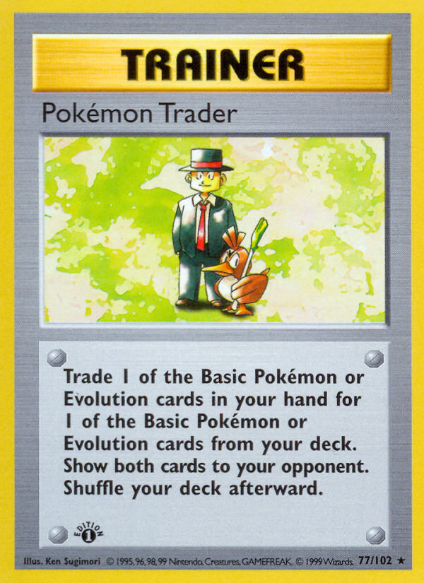 Pokemon Trader (77/102) (Shadowless) [Base Set 1st Edition] | Anubis Games and Hobby